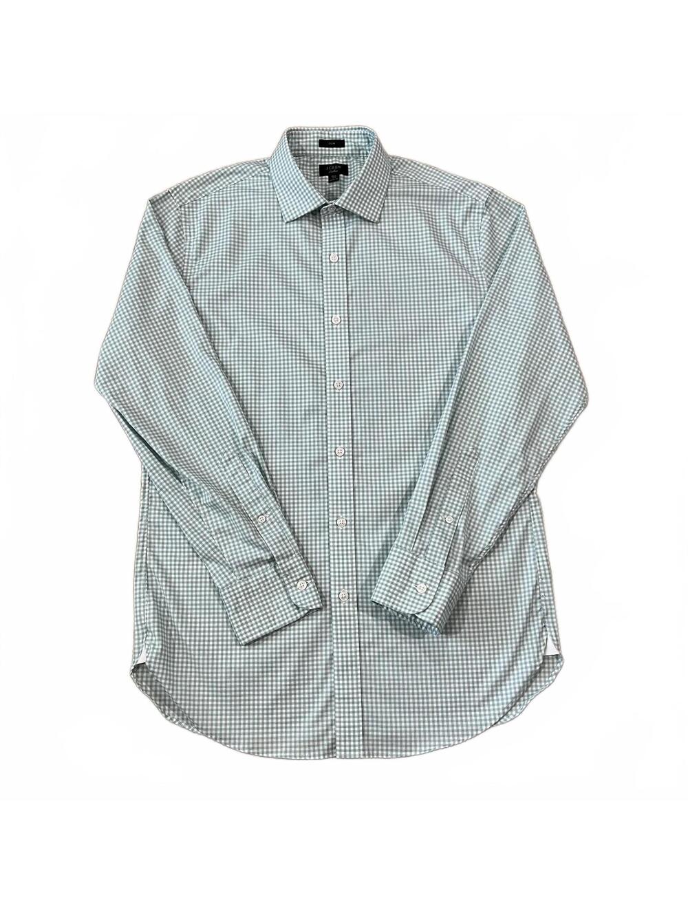 J. Crew Ludlow Long Sleeve Button Up Shirt Green Plaid Size Medium 15.5/33